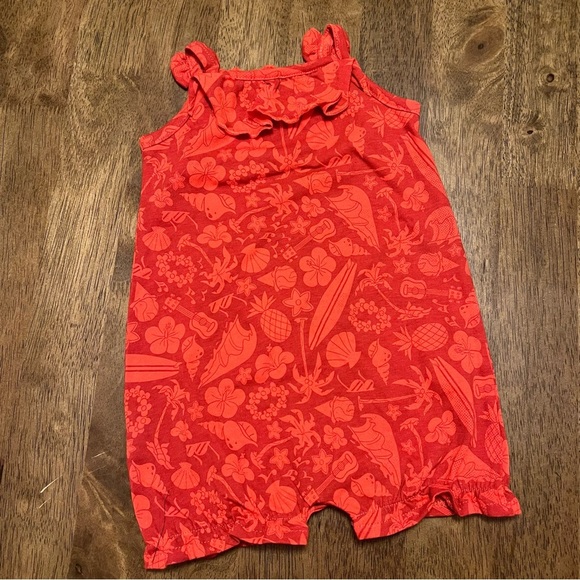 Disney’s Aulani Minnie Mouse Baby Girl Hawaiian Surf Floral Red Romper 3-6 Month - Picture 6 of 6